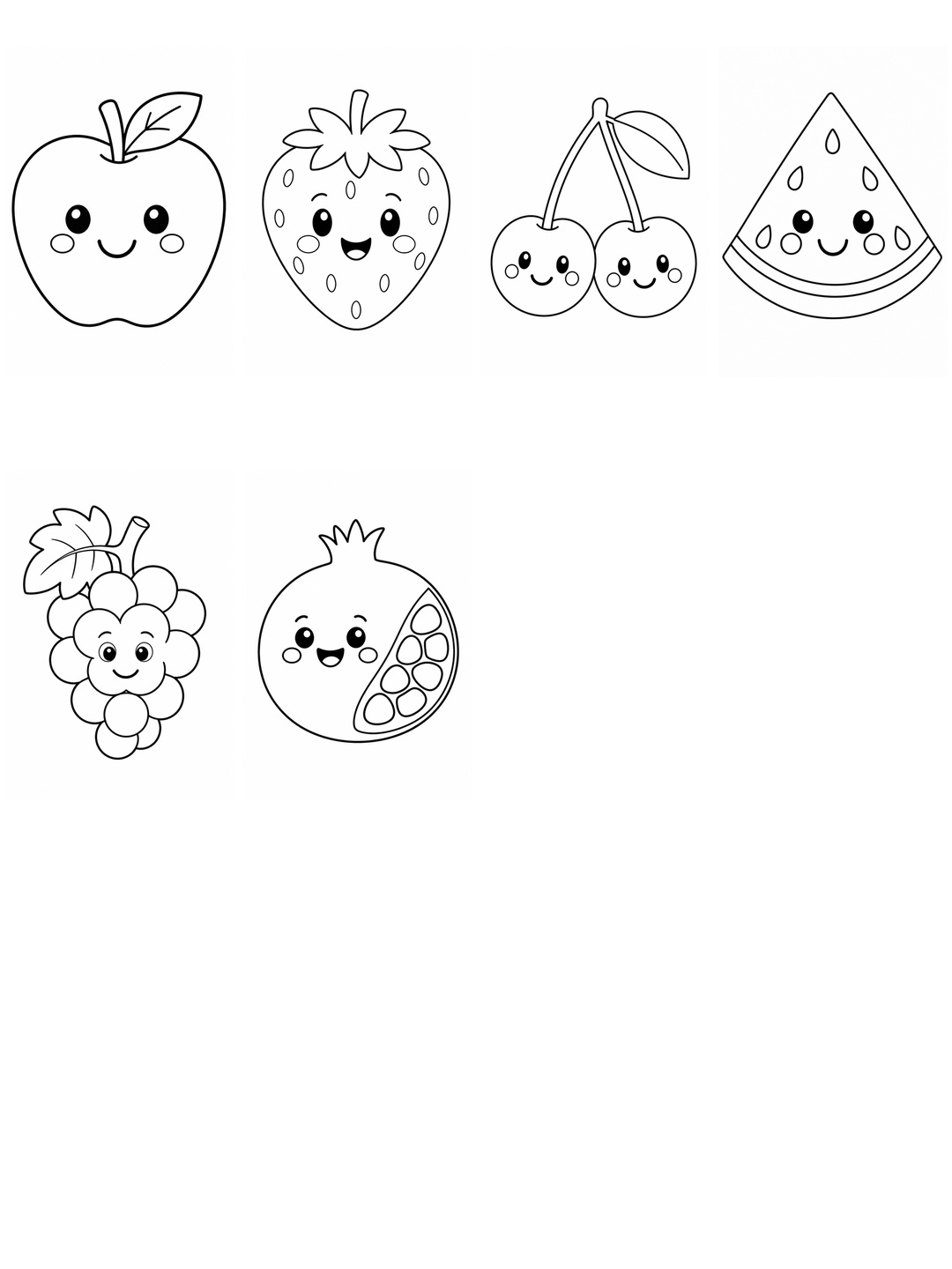 常见红色水果简笔画勾线涂色版预览